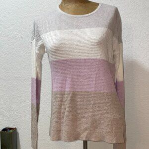 NWT $254 Multi Color Block Pullover Sweater KINROSS CASHMERE Sz 2 S Small
